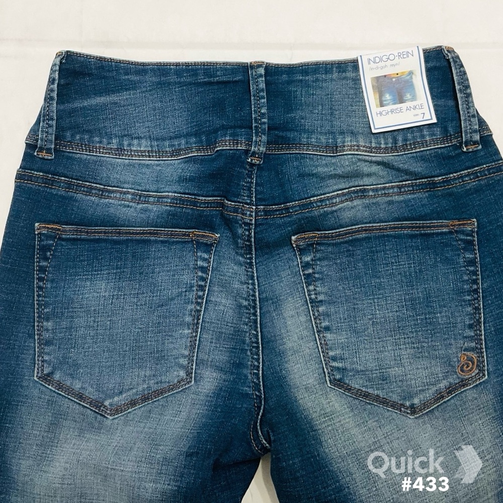 sz 7 - New Indigo Rein Cuffed Skinny Jeans - Picture 6 of 8